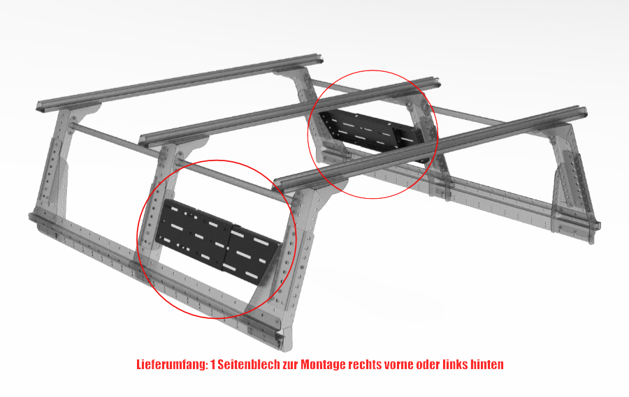 Muli-Rack Seitenblech XtraCab, vorne recht bzw. hinten links (1 Stk.) Muli-Rack Seitenblech XtraCab, vorne recht bzw. hinten links (1 Stk.)