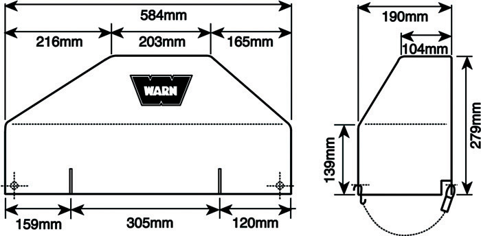 WARN Abdeckhaube M6000 XD9000i, Relaiskasten über Trommel WARN Abdeckhaube M6000 XD9000i, Relaiskasten über Trommel