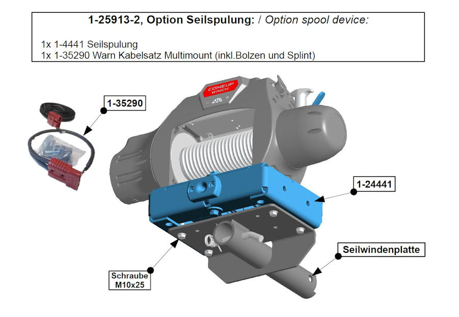 Option Seilspulung für Hidden Multi-Mount, inkl Seilspulung und Kabel Option Seilspulung für Hidden Multi-Mount, inkl Seilspulung und Kabel