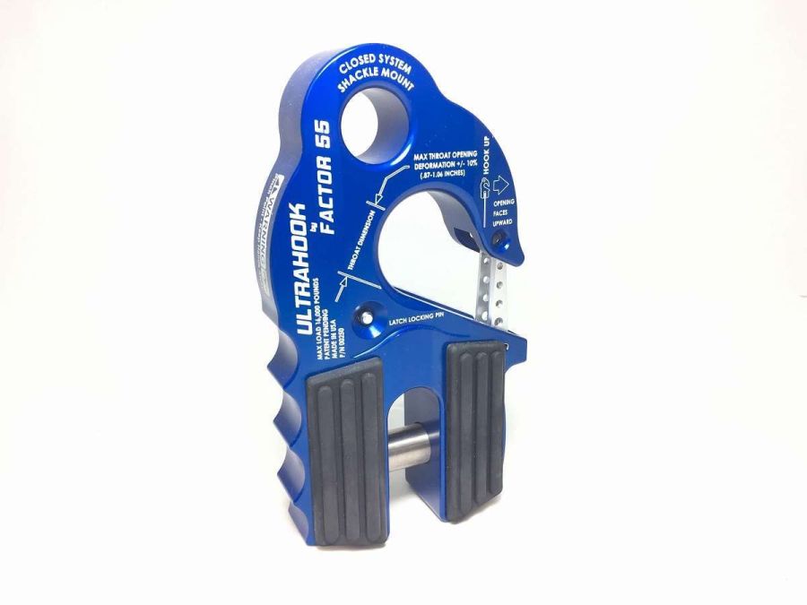 ''FACTOR 55'' ULTRAHOOK WINCH HOOK WITH SHACKLE MOUNT, BLUE ''FACTOR 55'' ULTRAHOOK WINCH HOOK WITH SHACKLE MOUNT, BLUE