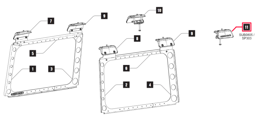 Rhino Rack Montagepunkt außen, Jeep JL Backbone, vorne rechts, für 50-11RJLB1 Rhino Rack Montagepunkt außen, Jeep JL Backbone, vorne rechts, für 50-11RJLB1