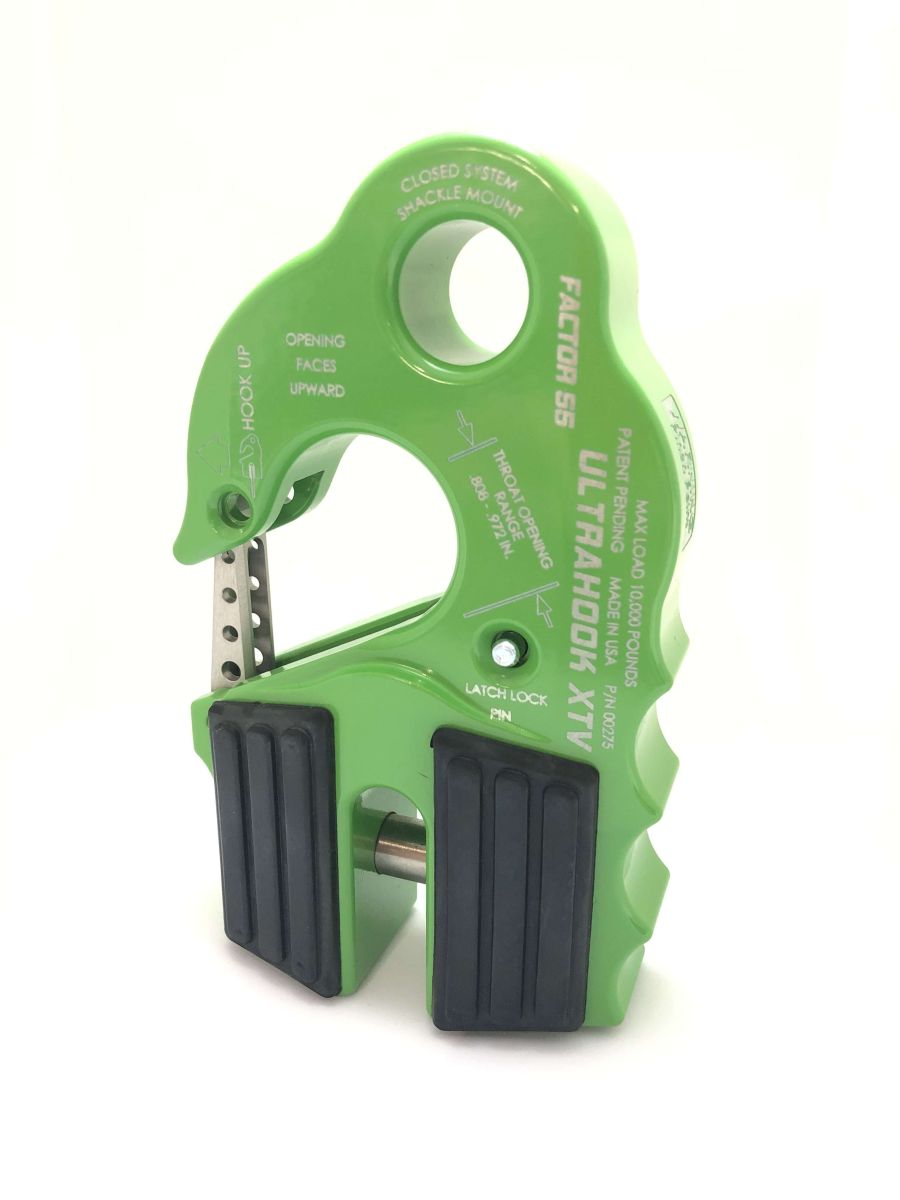 ''FACTOR 55'' ULTRAHOOK XTV WINCH HOOK WITH SHACKLE MOUNT, GREEN
