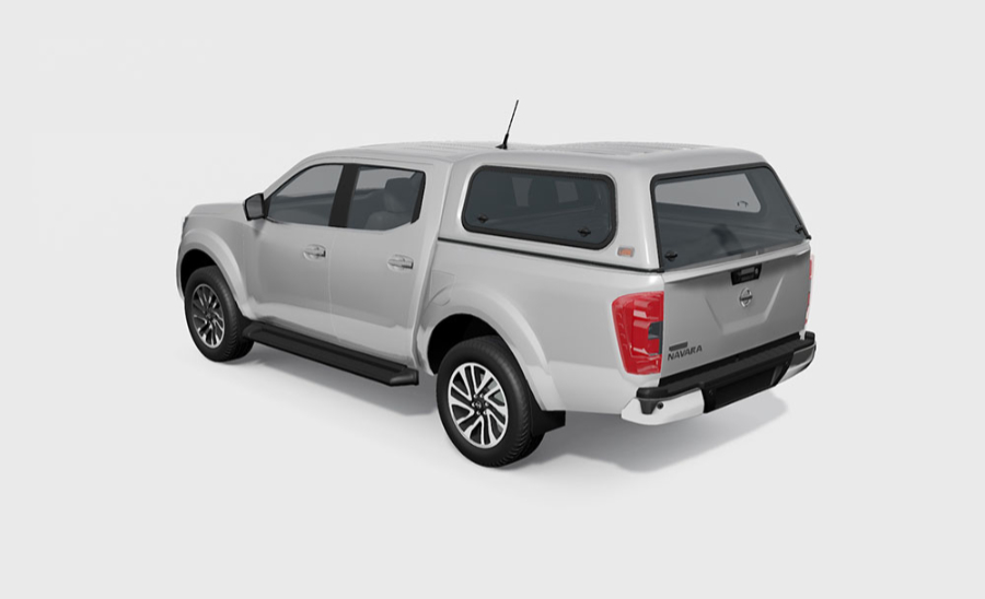 Touring Hardtop für Nissan Navara D23 Doka, flach, seitliche Klappfenster Touring Hardtop für Nissan Navara D23 Doka, flach, seitliche Klappfenster