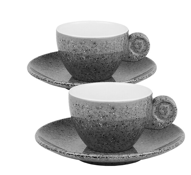 Movera-L-9943661100 Espresso Set Melamin gimex Classic Line Granite 4 tlg. bestehend aus 2 Tassen, 2 Untertassen
