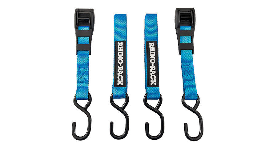 Rhino Rack Zurrgurt (2), Klemmschloß mit Gummischutz und Haken, 3m lang, blau Rhino Rack Zurrgurt (2), Klemmschloß mit Gummischutz und Haken, 3m lang, blau