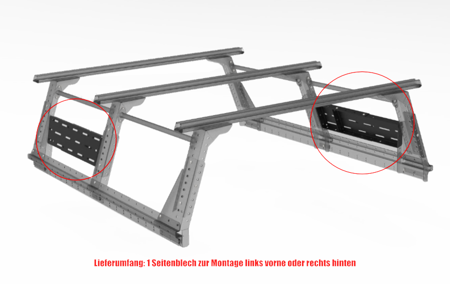 Muli-Rack Seitenblech XtraCab, vorne links bzw. hinten rechts (1 Stk.) Muli-Rack Seitenblech XtraCab, vorne links bzw. hinten rechts (1 Stk.)