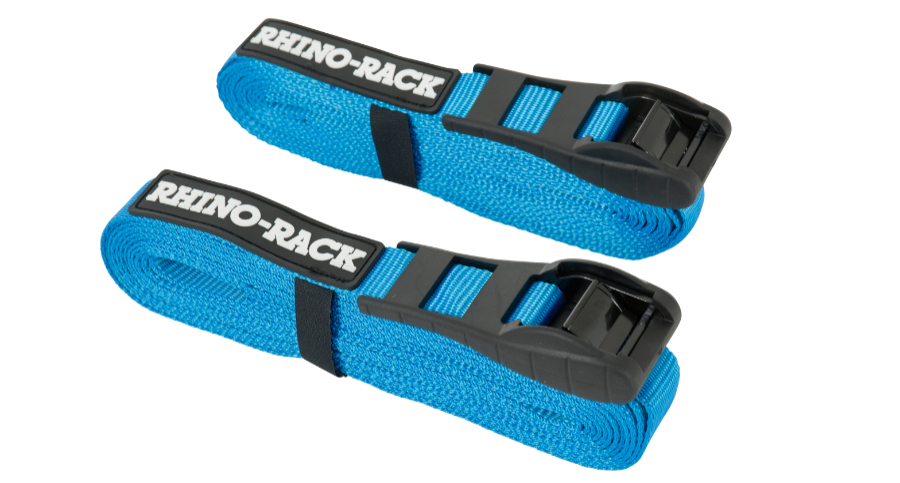Rhino Rack Zurrgurt (2), Klemmschloß mit Gummischutz, 3,5m lang, blau