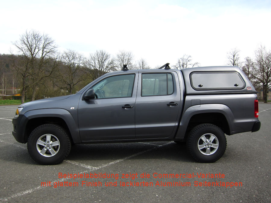 Commercial Hardtop für VW Amarok Doka bis `16, flach seitl. Aluklappen Commercial Hardtop für VW Amarok Doka bis `16, flach seitl. Aluklappen