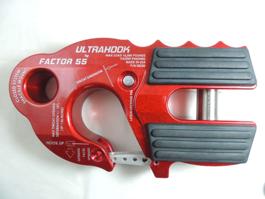 ''FACTOR 55'' ULTRAHOOK WINCH HOOK WITH SHACKLE MOUNT, RED ''FACTOR 55'' ULTRAHOOK WINCH HOOK WITH SHACKLE MOUNT, RED