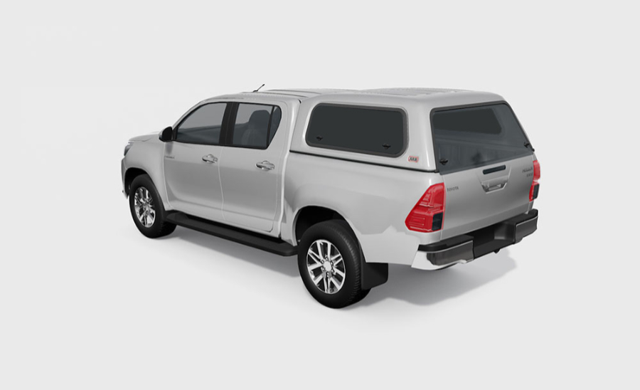Commercial Hardtop für Toyota Hilux ab 16 Doka flach, glatt, seitl. Aluklappen Commercial Hardtop für Toyota Hilux ab 16 Doka flach, glatt, seitl. Aluklappen