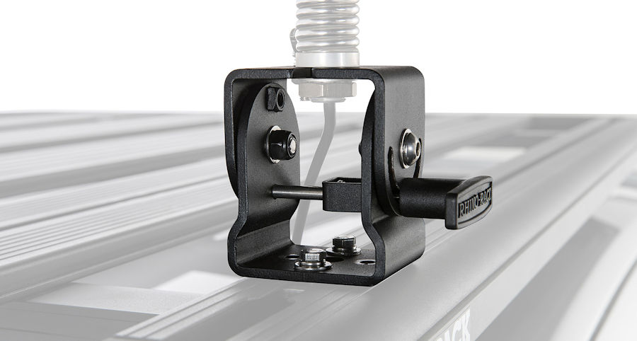 Rhino Rack Antennenhalter, 180° klappbar für Antennen, kleine LED Spotlights etc. Rhino Rack Antennenhalter, 180° klappbar für Antennen, kleine LED Spotlights etc.