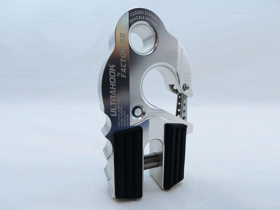 ''FACTOR 55'' ULTRAHOOK WINCH HOOK WITH SHACKLE MOUNT, SILVER ''FACTOR 55'' ULTRAHOOK WINCH HOOK WITH SHACKLE MOUNT, SILVER